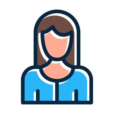 Kadın Vektör Kalın Çizgisi Kişisel ve Ticari Kullanım İçin Koyu Renk Simgeleri Dolduruldu