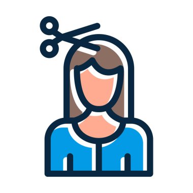 Saç Kesimi Kalın Çizgisi Kişisel ve Ticari Kullanım İçin Koyu Renk Simgeleri Dolduruldu