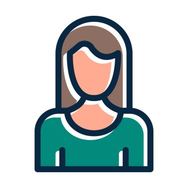 Kadın Saç Vektörü Kalın Çizgisi Koyu Renk Simgeleri Kişisel ve Ticari Kullanım İçin