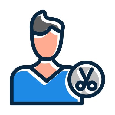 Barber Vektör Kalın Çizgisi Kişisel ve Ticari Kullanım İçin Koyu Renk Simgeleri Dolduruldu