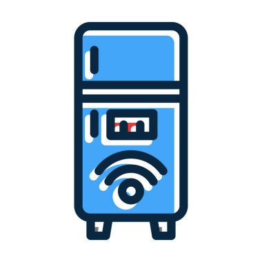 Akıllı Buzdolabı Vektör Kalın Çizgisi Kişisel ve Ticari Kullanım İçin Koyu Renk Simgeleri Dolduruldu