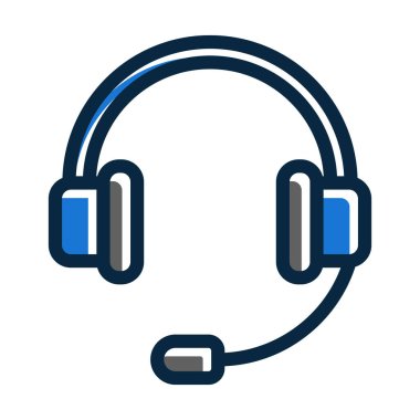 Kişisel ve ticari kullanım için Koyu Renk Simgeleri Doldurulmuş Kulaklık Vektör Kalın Çizgisi