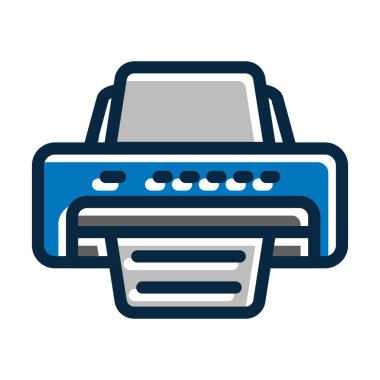 Kişisel ve Ticari Kullanım İçin Koyu Renk Simgeleri Doldurulmuş Yazıcı Vektör Kalın Çizgisi