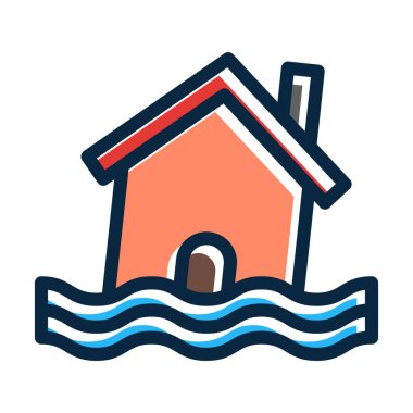 Doğal Afet Vektör Kalın Çizgisi Kişisel ve Ticari Kullanım İçin Koyu Renk Simgeleri Dolduruldu