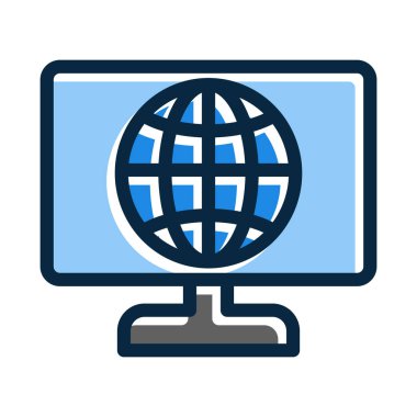 Kişisel ve Ticari Kullanım İçin Koyu Renk Simgelerini Doldurulmuş Dijital Pazarlama Vektörü Kalın Çizgisi