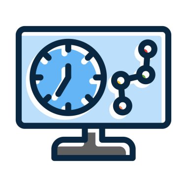 Kişisel ve Ticari Kullanım İçin Koyu Renk Simgeleri Doldurulmuş Zaman Çizgisi Kalın Çizgisi