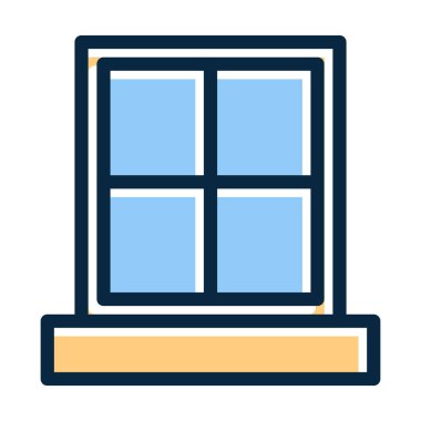 Kişisel ve Ticari Kullanım İçin Koyu Renk Simgeleri Doldurulmuş Pencere Vektörü Kalın Çizgisi