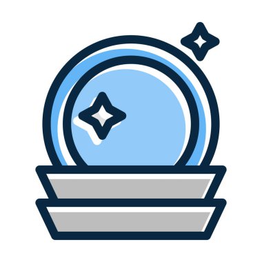 Kişisel ve Ticari Kullanım İçin Koyu Renk Simgeleri Doldurulmuş Bulaşık Kalın Çizgisi