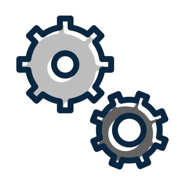 Kişisel ve Ticari Kullanım İçin Koyu Renk Simgelerini Doldurulmuş Dişliler Vektör Kalın Çizgisi