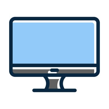 Kişisel ve Ticari Kullanım İçin Koyu Renk Simgelerini Doldurulmuş Bilgisayar Vektörü Kalın Çizgisi