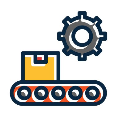 Kişisel ve Ticari Kullanım İçin Koyu Renk Simgelerini Doldurulmuş Üretim Vektörü Kalın Çizgisi