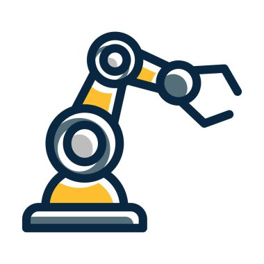 Kişisel ve Ticari Kullanım İçin Koyu Renk Simgelerini Doldurulmuş Mekanik Kol Kalın Çizgisi