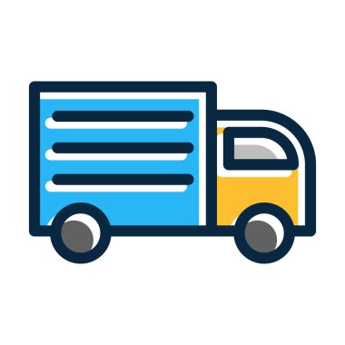 Kamyon Vektörü Kalın Çizgisi Kişisel ve Ticari Kullanım İçin Koyu Renk Simgeleri Dolduruldu