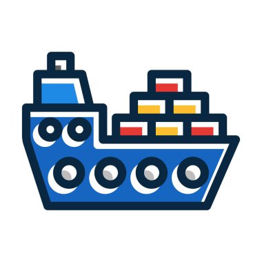 Kargo Vektörü Kalın Çizgisi Kişisel ve Ticari Kullanım İçin Koyu Renk Simgeleri Dolduruldu