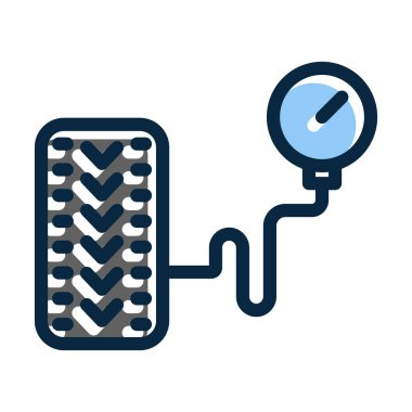 Kişisel ve ticari kullanım için Koyu Renk Simgelerini Doldurulmuş Lastik Basınç Vektörü Kalın Çizgisi