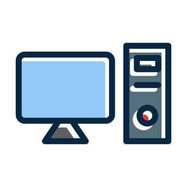 Kişisel ve Ticari Kullanım İçin Koyu Renk Simgelerini Doldurulmuş Bilgisayar Vektörü Kalın Çizgisi