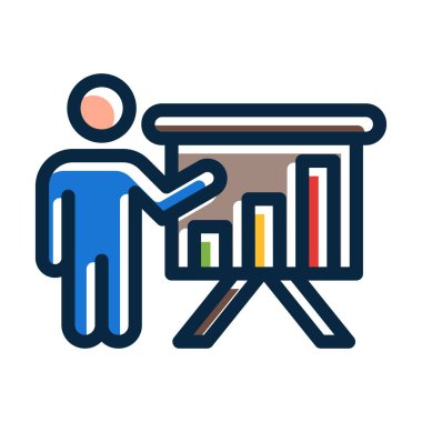 Sunum Vektörü Kalın Çizgisi Koyu Renk Simgeleri Kişisel ve Ticari Kullanım İçin Simgeler