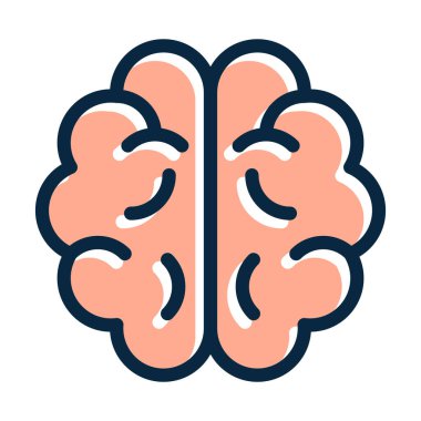 Kişisel ve ticari kullanım için Koyu Renk Simgeleri Doldurulmuş Beyin Vektörü Kalın Çizgisi