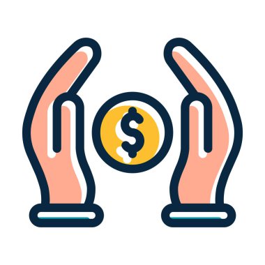 Kişisel ve Ticari Kullanım İçin Koyu Renk Simgeleri Doldurulmuş Tasarruf Vektörü Kalın Çizgisi