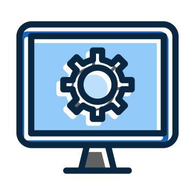 Kişisel ve Ticari Kullanım İçin Koyu Renk Simgelerini Doldurulmuş Sistem Vektörü Kalın Çizgisi