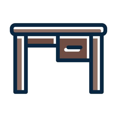 Kişisel ve Ticari Kullanım İçin Koyu Renk Simgeleri Doldurulmuş Masa Vektörü Kalın Çizgisi