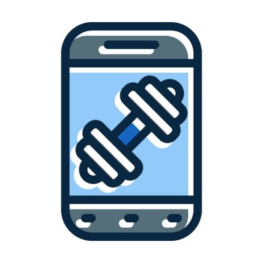 Fitness Uygulaması Kalın Çizgisi Kişisel ve Ticari Kullanım İçin Koyu Renk Simgeleri Dolduruldu