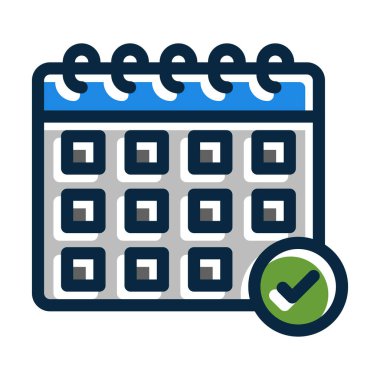 Kişisel ve ticari kullanım için Koyu Renk Simgeleri Doldurulmuş Takvim Vektörü Kalın Çizgisi