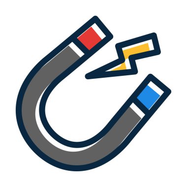 Kişisel ve ticari kullanım için Koyu Renk Simgelerini Doldurulmuş Magnet Vektör Çizgisi