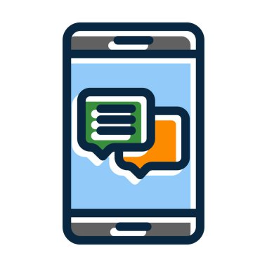 Sohbet Vektörü Kalın Çizgisi Kişisel ve Ticari Kullanım İçin Koyu Renk Simgeleri Dolduruldu