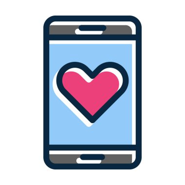 Kişisel ve ticari kullanım için Koyu Renk Simgeleri Doldurulmuş Kalp Vektörü Kalın Çizgisi