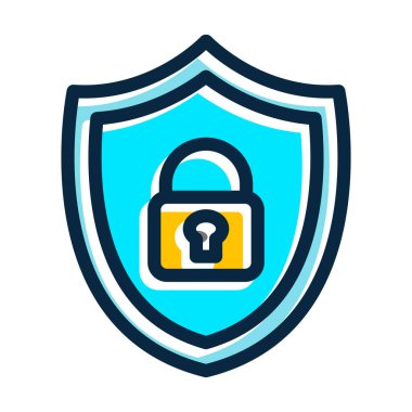 Kişisel ve Ticari Kullanım İçin Koyu Renk Simgeleri Doldurulmuş Koruma Vektörü Kalın Çizgisi