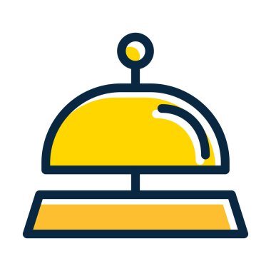 Otel Çanı Kalın Çizgisi Kişisel ve Ticari Kullanım İçin Koyu Renk Simgeleriyle Dolu