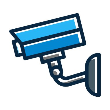 Kişisel ve ticari kullanım için Koyu Renk Simgelerini Doldurulmuş CcTV Vektör Kalın Çizgisi