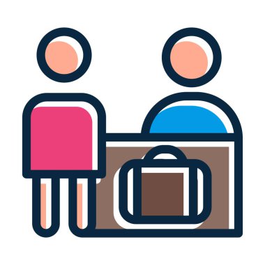 Kişisel ve Ticari Kullanım İçin Koyu Renk Simgeleri Doldurulmuş Resepsiyon Vektörü Kalın Çizgisi