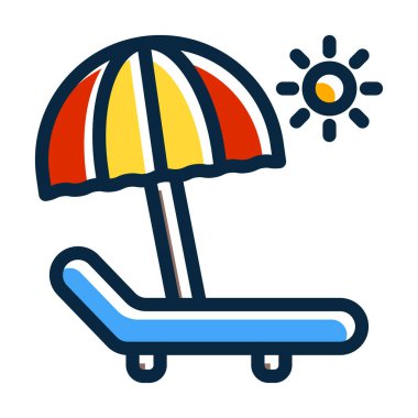 Kişisel ve ticari kullanım için Koyu Renk Simgeleri Doldurulmuş Güneş Yatağı Kalın Çizgisi