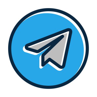 Kişisel ve Ticari Kullanım İçin Koyu Renk Simgelerini Doldurulmuş Telegram Vektör Kalın Çizgisi