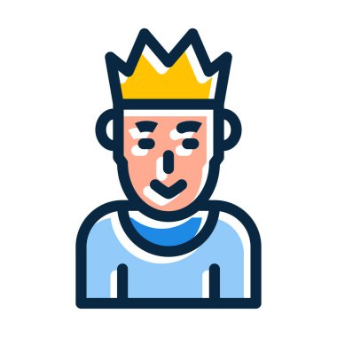 Kings Vektör Kalın Çizgisi Kişisel ve Ticari Kullanım İçin Koyu Renk Simgeleri Dolduruldu