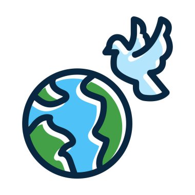 Barış Günü Kalın Çizgisi Kişisel ve Ticari Kullanım İçin Koyu Renk Simgeleri Dolduruldu