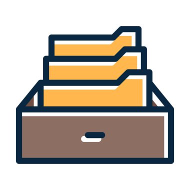 Kişisel ve Ticari Kullanım İçin Koyu Renk Simgeleri Doldurulmuş Arşiv Vektörü Kalın Çizgisi