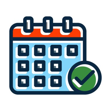 Kişisel ve Ticari Kullanım İçin Koyu Renk Simgelerini Doldurulmuş Vektör Kalın Çizgisi Zamanlaması