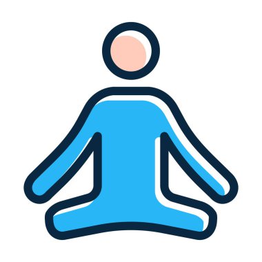 Yoga Vektör Kalın Çizgisi Kişisel ve Ticari Kullanım İçin Koyu Renk Simgeleri Dolduruldu