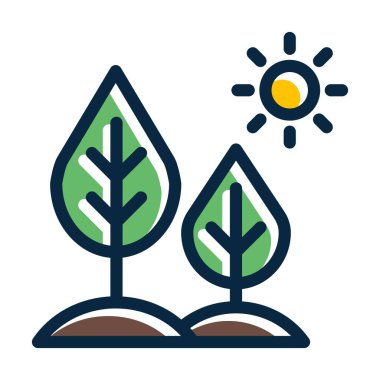 Kişisel ve Ticari Kullanım İçin Koyu Renk Simgeleri Doldurulmuş Doğa Vektörü Kalın Çizgisi