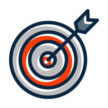 Kişisel ve Ticari Kullanım İçin Koyu Renk Simgelerini Doldurulmuş Hedef Vektör Çizgisi