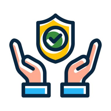 Kişisel ve Ticari Kullanım İçin Koyu Renk Simgeleri Doldurulmuş Güvenlik Vektörü Kalın Çizgisi