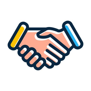 Kişisel ve Ticari Kullanım İçin Koyu Renk Simgeleri Doldurulmuş Ortaklık Tokalaşma Vektörü Kalın Çizgisi