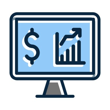 Kişisel ve Ticari Kullanım İçin Koyu Renk Simgelerini Doldurulmuş Finans Vektörü Kalın Çizgisi