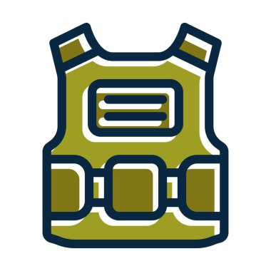 Kurşun geçirmez yelek vektör çizgisi Koyu Renk Simgeleri Kişisel ve Ticari Kullanım İçin Dolduruldu