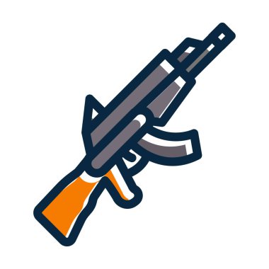 Kişisel ve Ticari Kullanım İçin Koyu Renk Simgelerini Doldurulmuş Saldırı Tüfeği Kalın Çizgisi