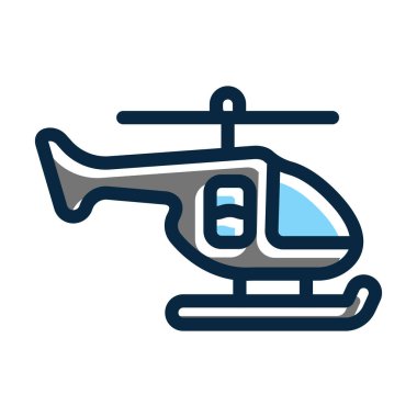 Kişisel ve Ticari Kullanım İçin Koyu Renk Simgelerini Doldurulmuş Helikopter Vektör Kalın Çizgisi