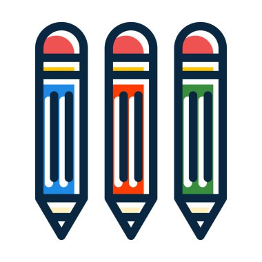 Kişisel ve Ticari Kullanım İçin Koyu Renk Simgelerini Doldurulmuş Renk Kalın Çizgisi Renk Kalemleri